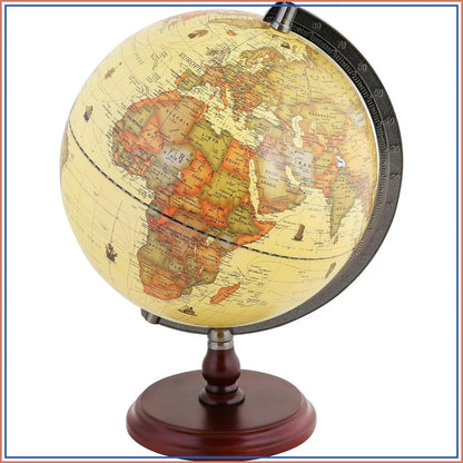 Vintage World Globe with Wooden Stand