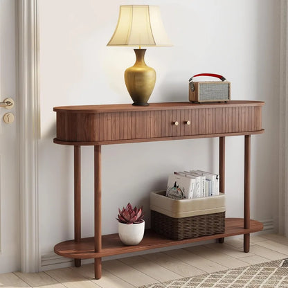 Modern Fluted Console with Tambour Storage