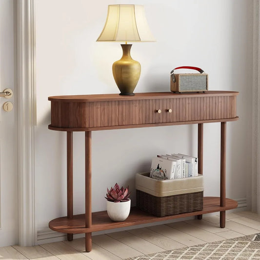 Modern Fluted Console with Tambour Storage