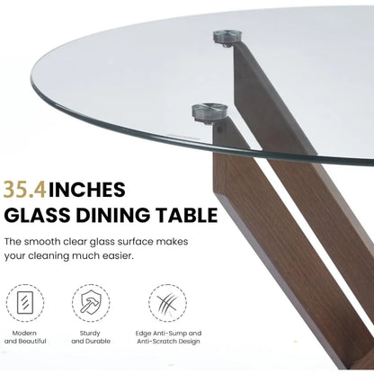 Round Tempered Glass Dining Table