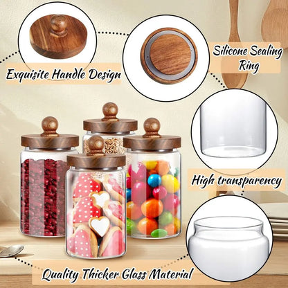 Airtight Glass Canister Set with Wood Lids