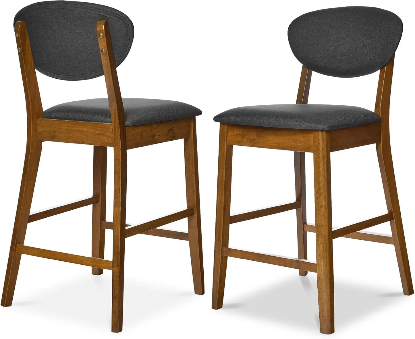 Mid-Century Counter Stools With Retro Curved Back Design - Set of 2