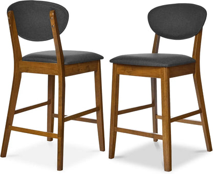 Mid-Century Counter Stools With Retro Curved Back Design - Set of 2
