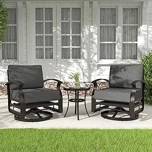 3 Piece Swivel Gliders Patio Furniture Set