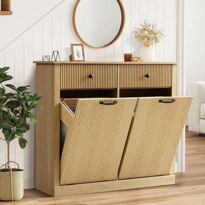 Modern Fluted Tilt-Out Laundry Cabinet
