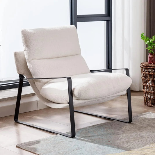 Modern Sherpa Accent Chair with Metal Frame