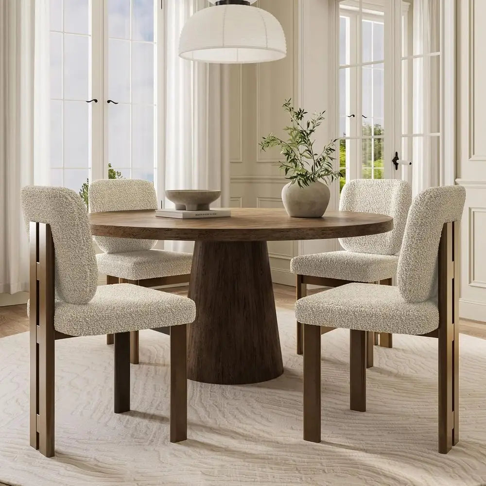 Sherpa Upholstered Dining Chairs, Set of Four
