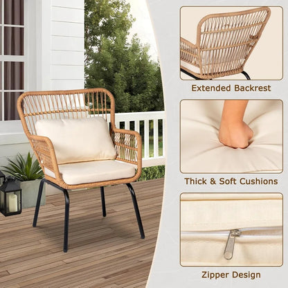 3 Piece Outdoor Wicker Bistro Set