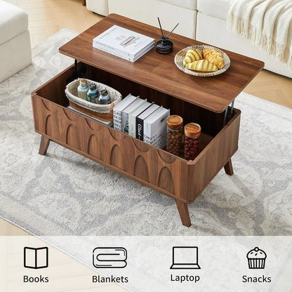 Mid-Century Lift-Top Coffee Table with Storage