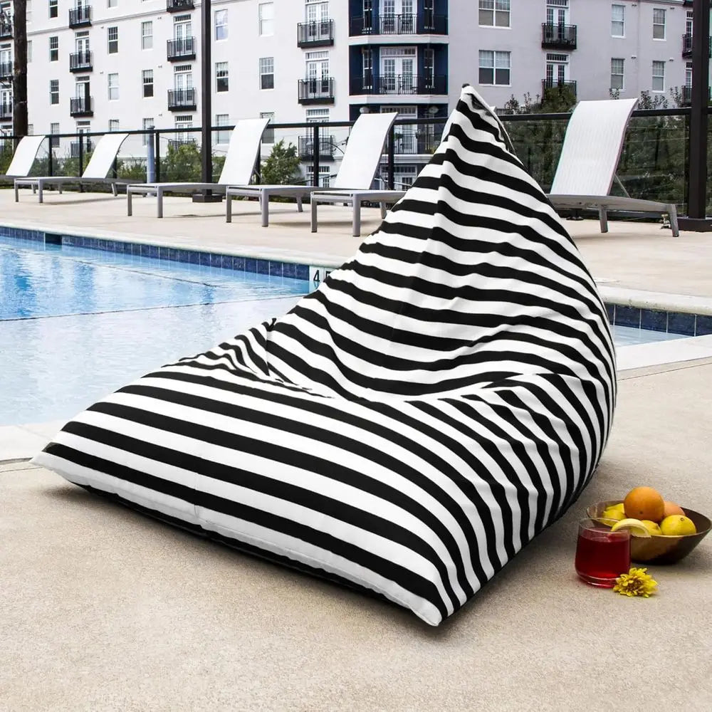 Striped Outdoor Bean Bag Lounge Chair