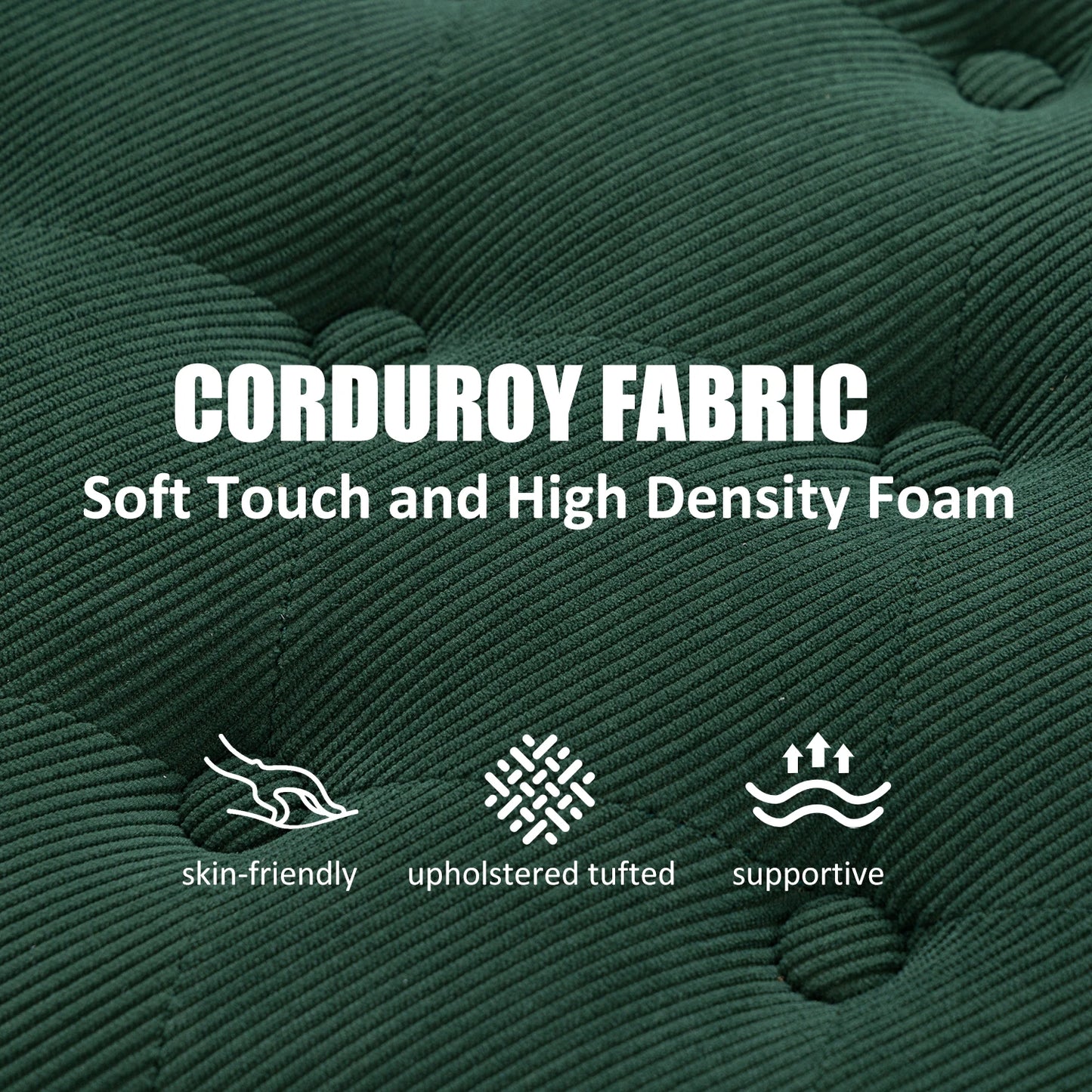 Corduroy Tufted Storage Bench with Rolled Arms