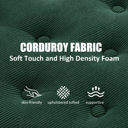 Corduroy Tufted Storage Bench with Rolled Arms
