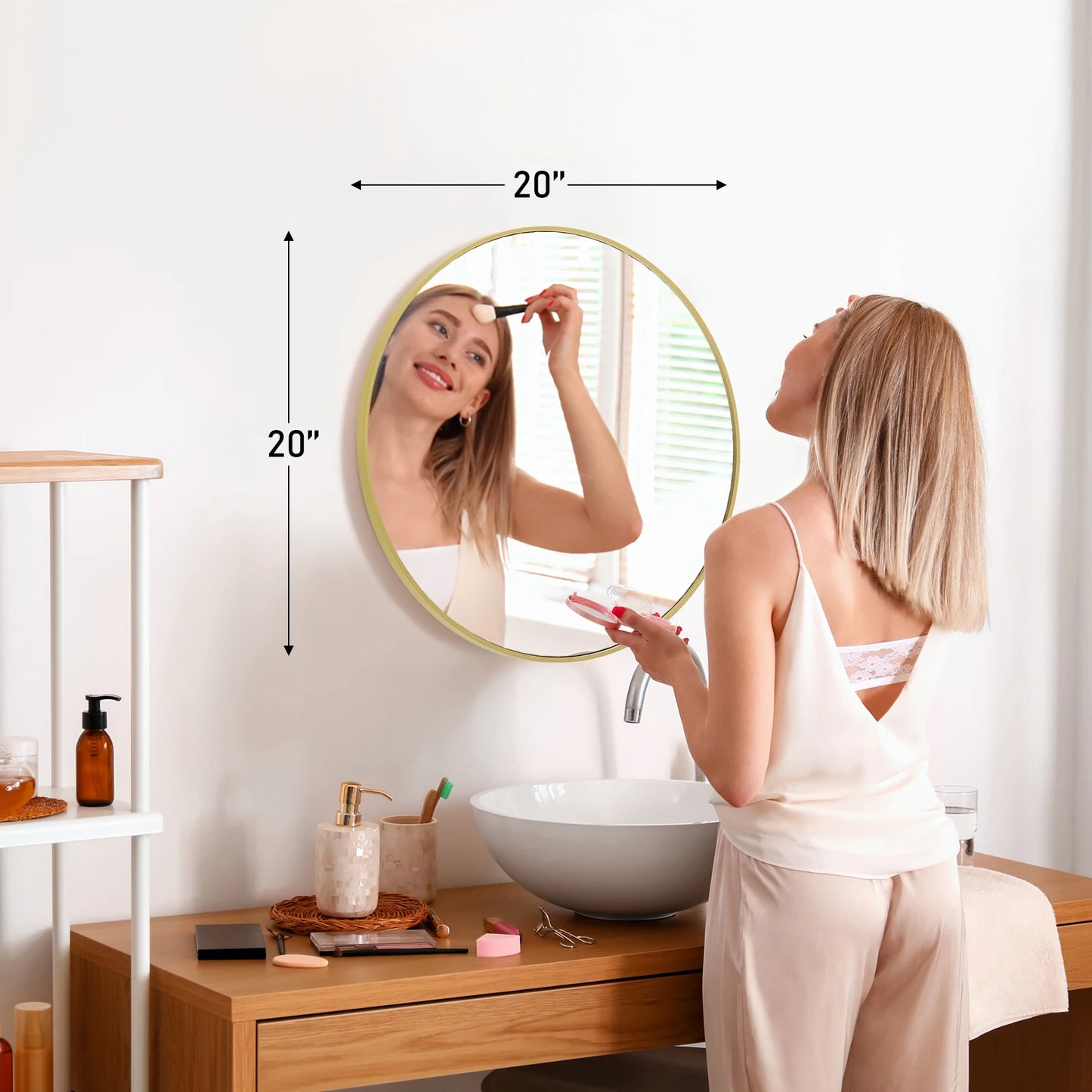 Round Shatterproof Wall Mirror with Brushed Frame