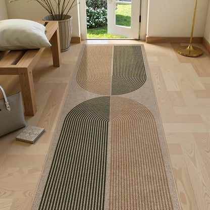 Modern Geometric Runner Rug With Jute-Inspired Texture