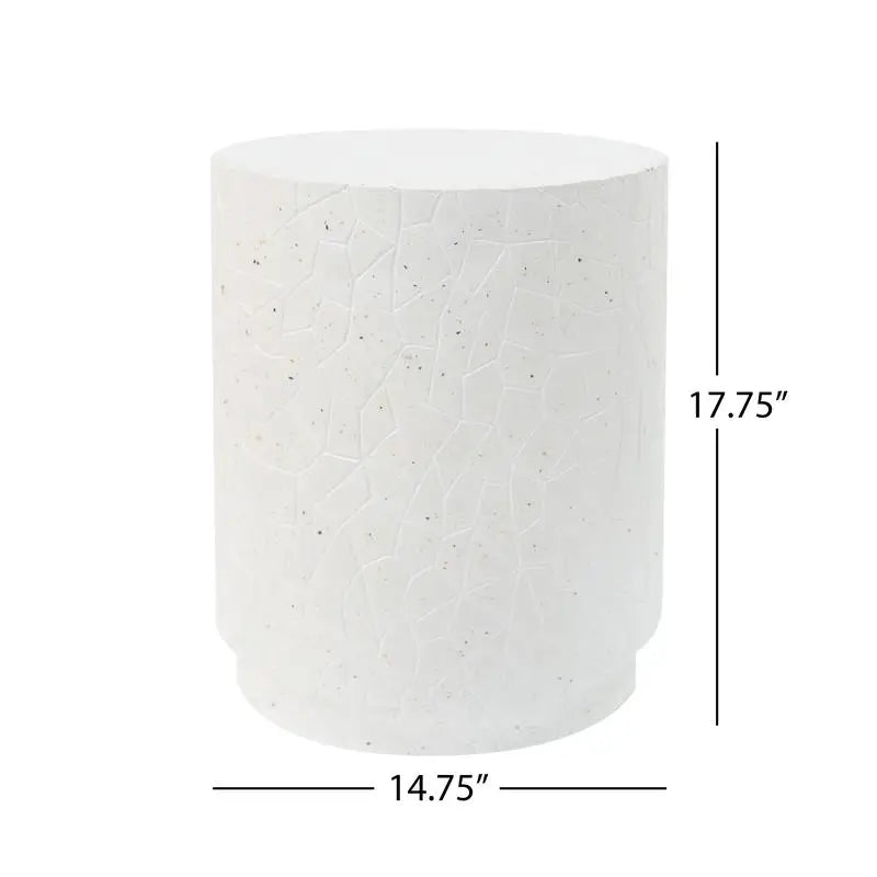 White Terrazzo Concrete Drum Accent Table