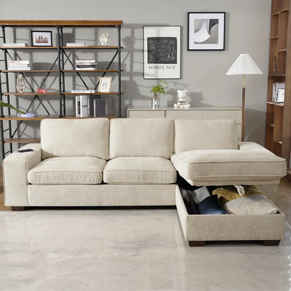 100" Convertible Sectional Sofa with Hidden Storage and Charging Ports