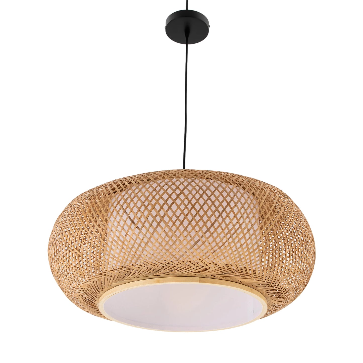 Sculptural Bamboo Pendant With Light-Filtering Weave