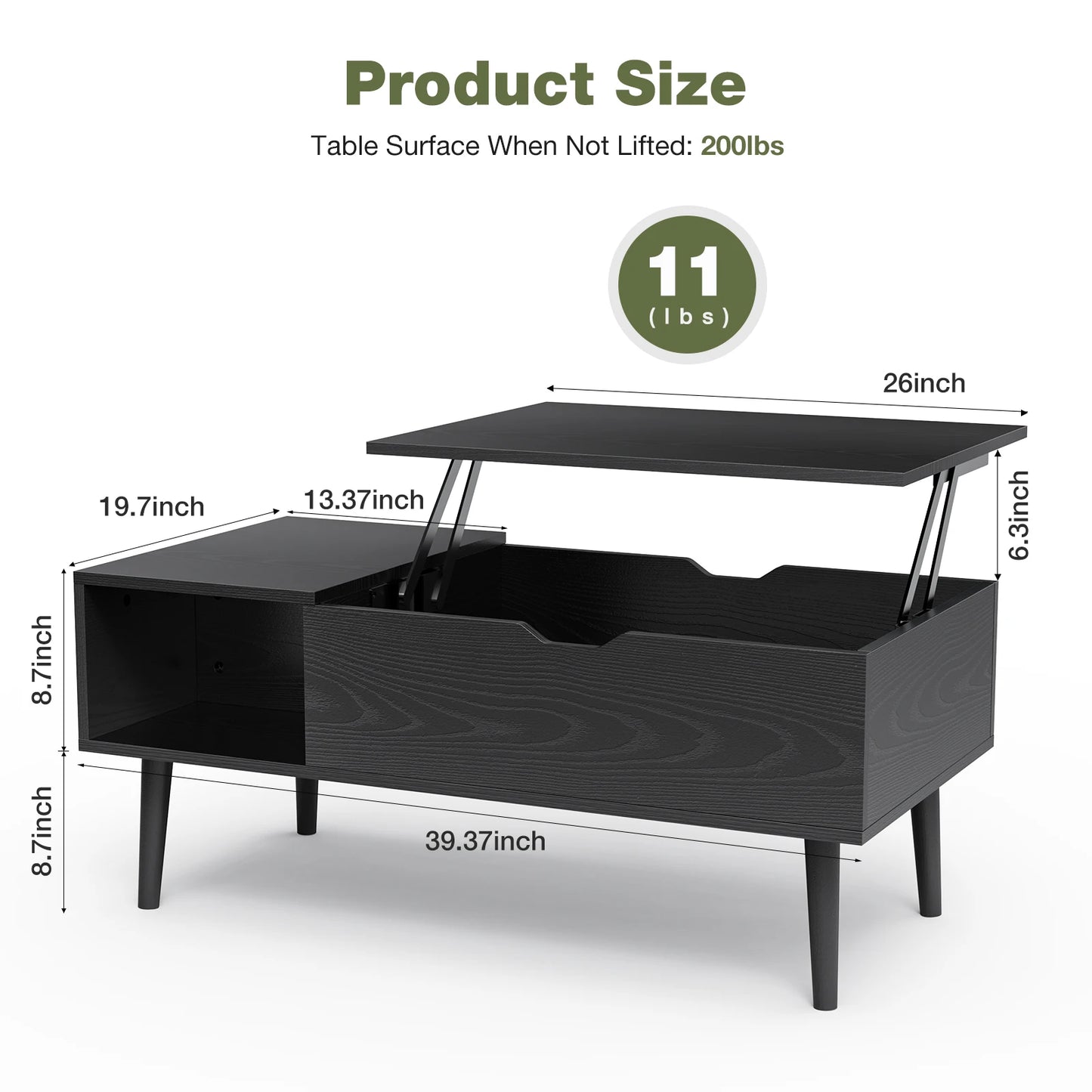 Modern Lift-Top Coffee Table with Storage