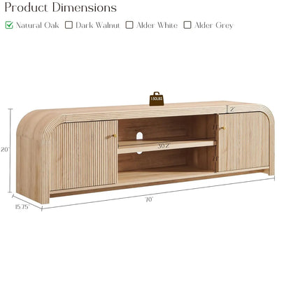 TV Stand with Gold Accents and Rounded Edge Design