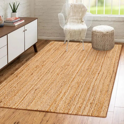 Handwoven Jute Area Rug with Braided Texture
