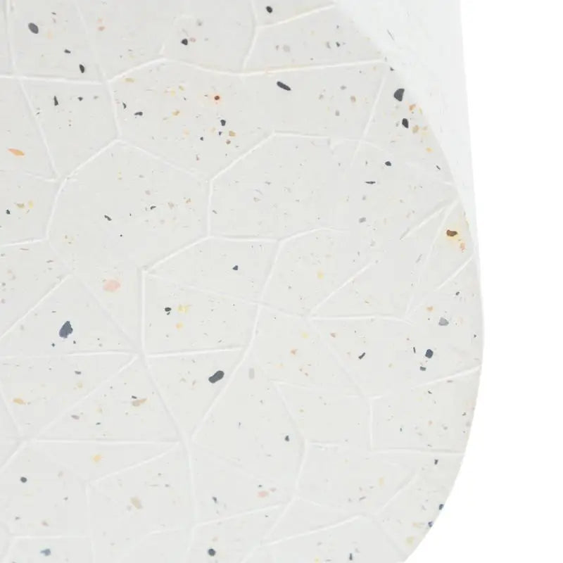 White Terrazzo Concrete Drum Accent Table