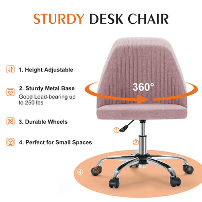 Armless Adjustable Swivel Fabric Desk Chair