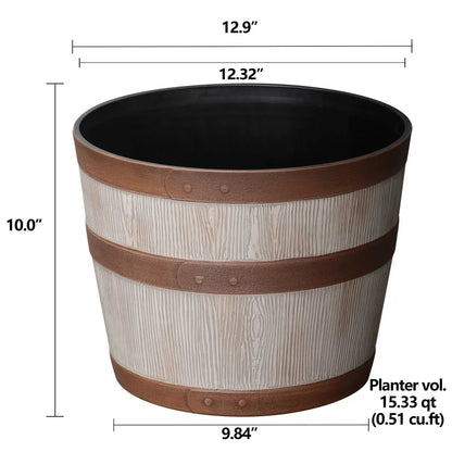 Whiskey Barrel Resin Planter