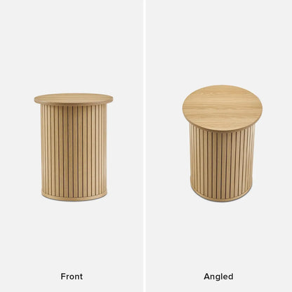 Quin Light Oak Tambour Pedestal Side Table