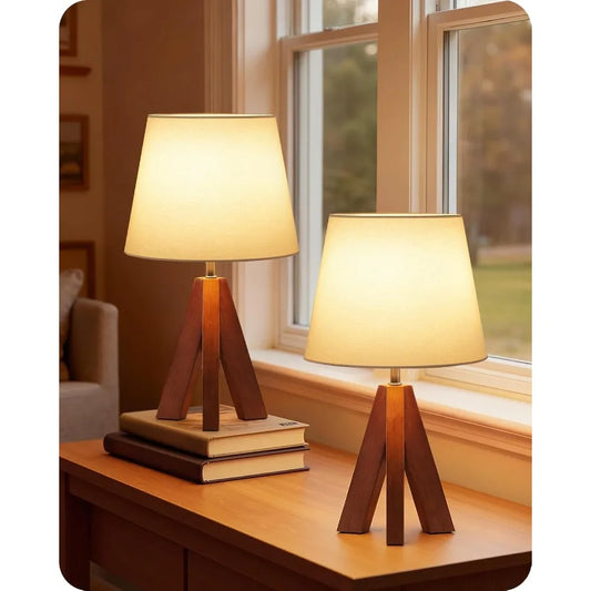 Modern Tripod Nightstand Lamps – Set of 2