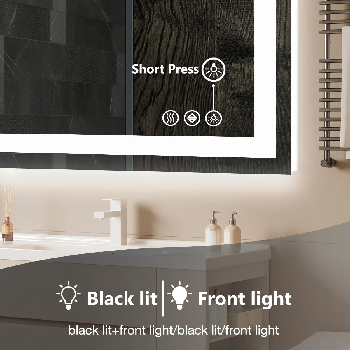 LED Bathroom Mirror with Anti Fog and Adjustable Lighting