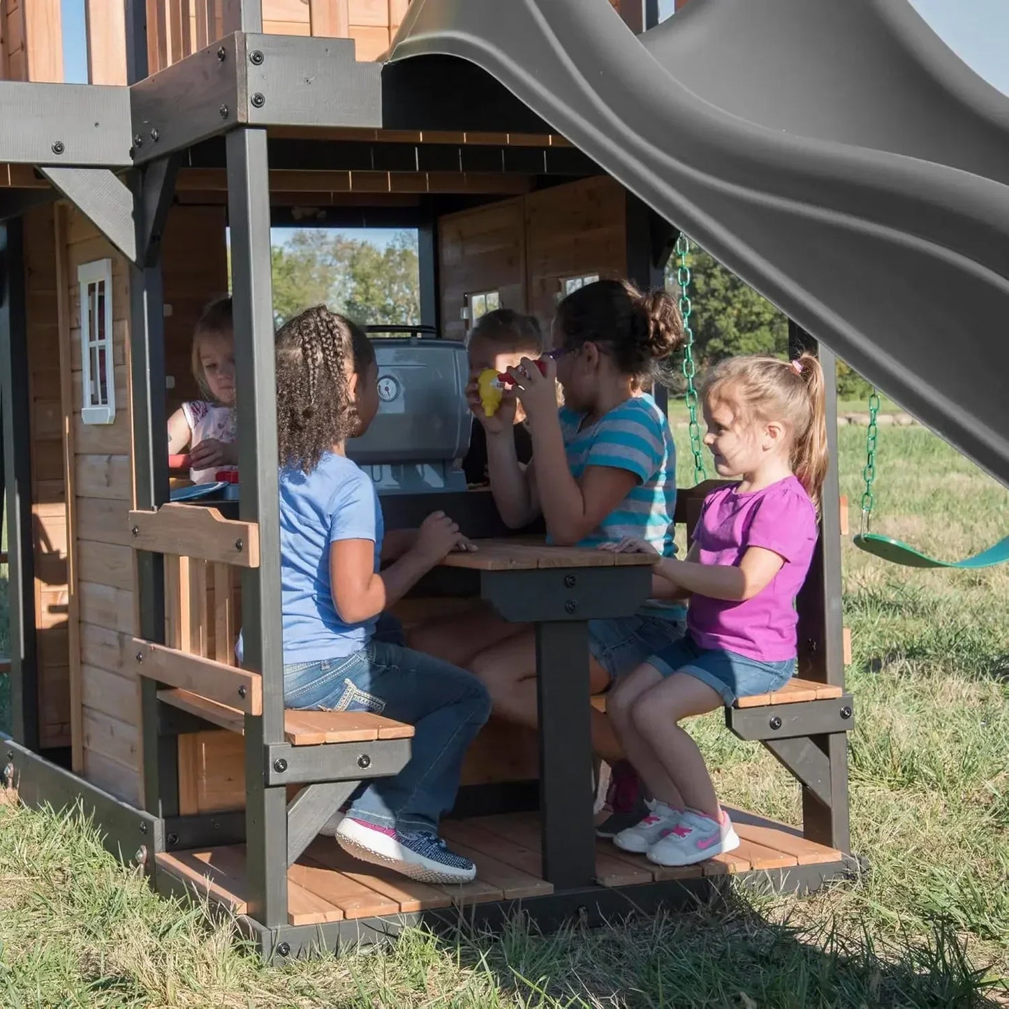 Outdoor Playset with Clubhouse and Multi-Activity Features