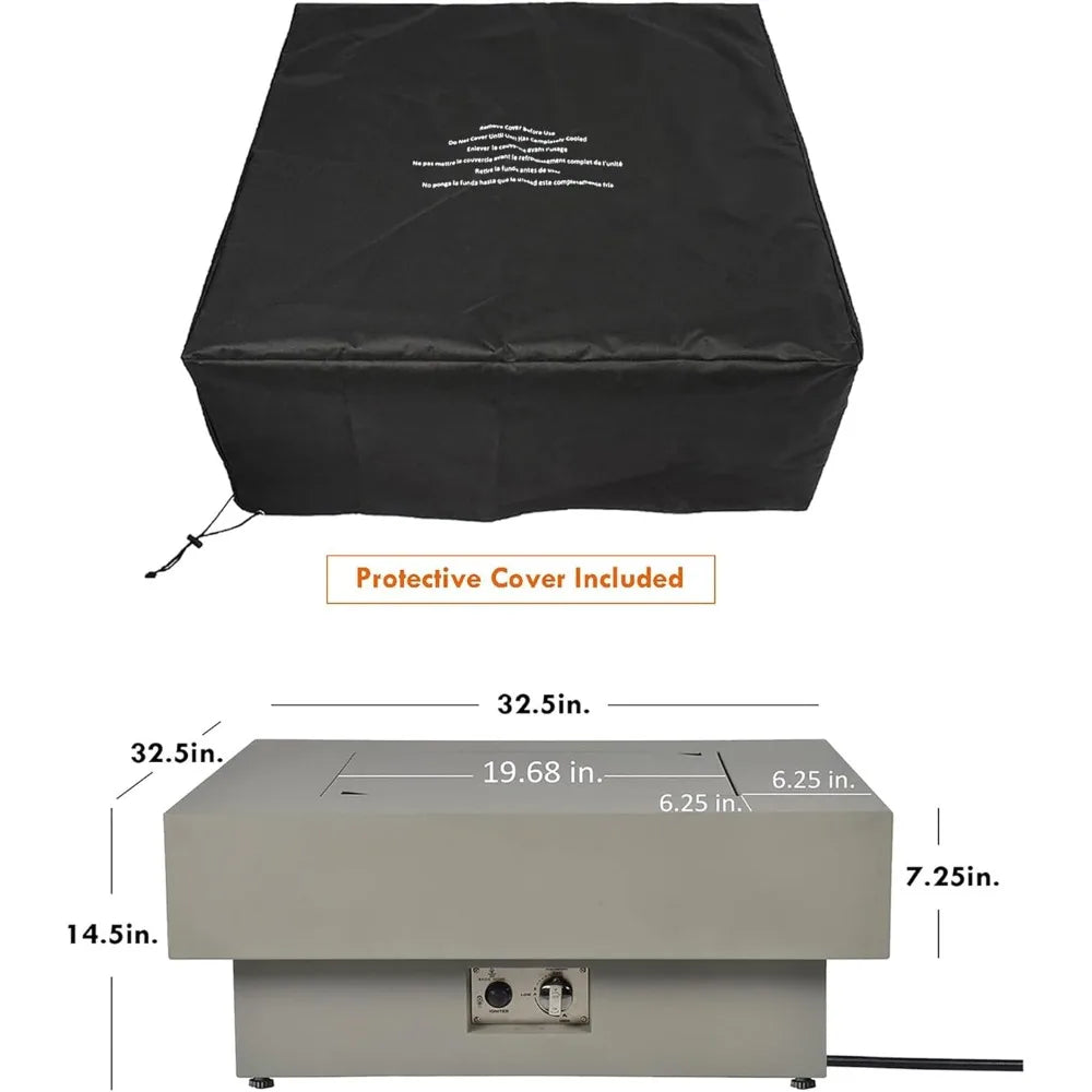 Modern Flint Gray Fire Table with Lid