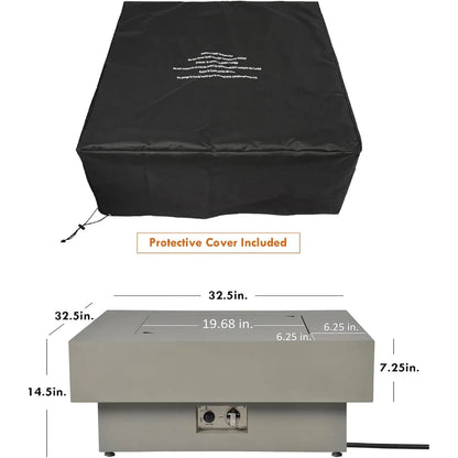 Modern Flint Gray Fire Table with Lid