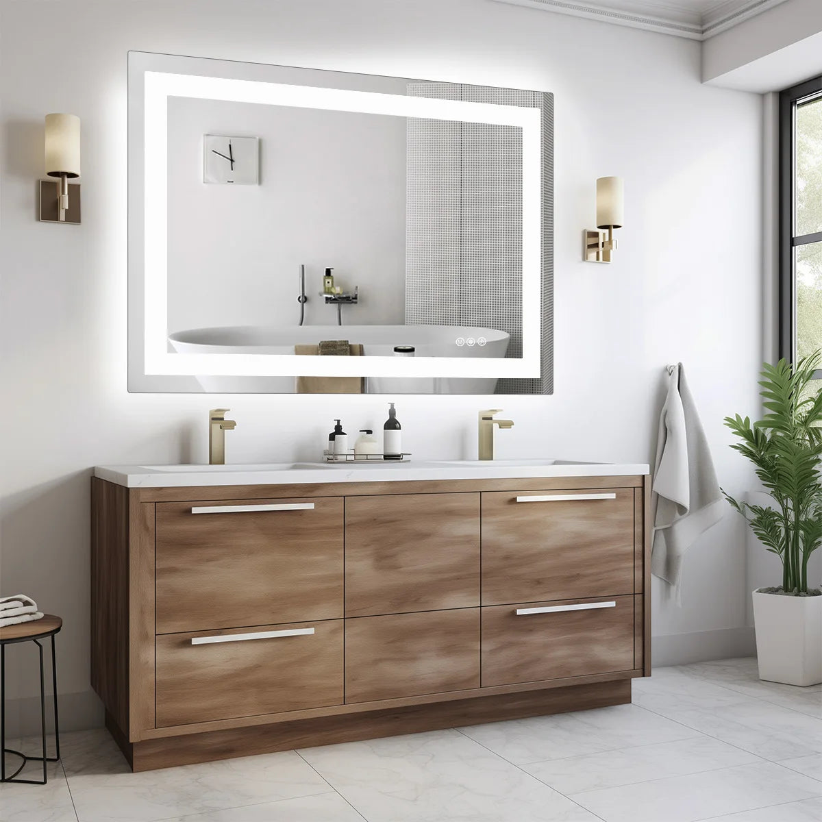 LED Bathroom Mirror with Anti Fog and Adjustable Lighting