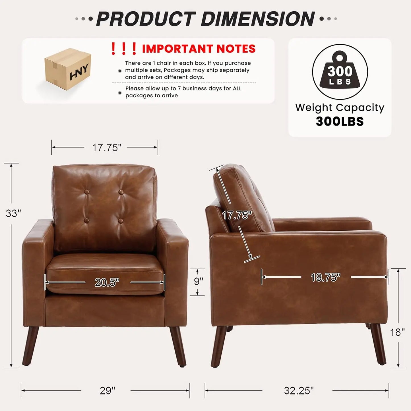 Tufted PU Leather Accent Club Chair - Set of 2
