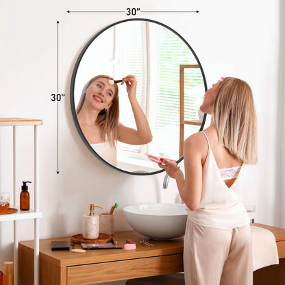 Round Shatterproof Wall Mirror with Brushed Frame