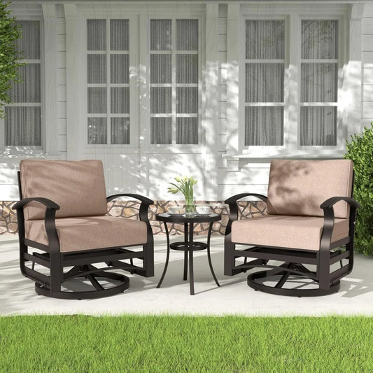 3 Piece Swivel Gliders Patio Furniture Set