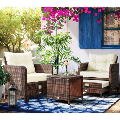 5-Piece Wicker Patio Conversation Set