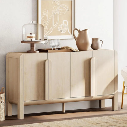 Large Buffet Cabinet with Arched Design and Adjustable Storage