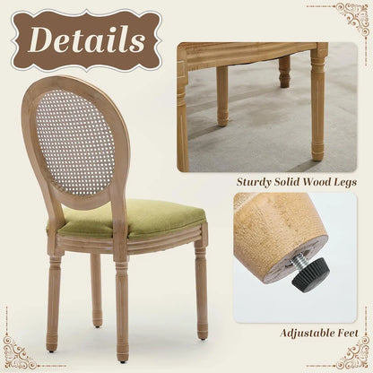 Upholstered Dining Chair with Carved Wood Detail - Set of 4
