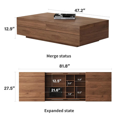 Mid Century Living Room Set with Lift Top Coffee Table and TV Stand