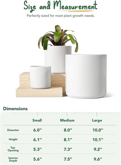 Modern White Ceramic Planter Set Trio
