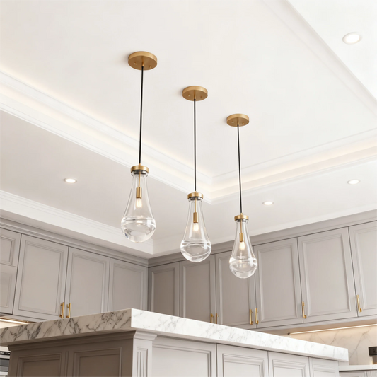 Raindrop Glass Pendant Light with Adjustable Cord