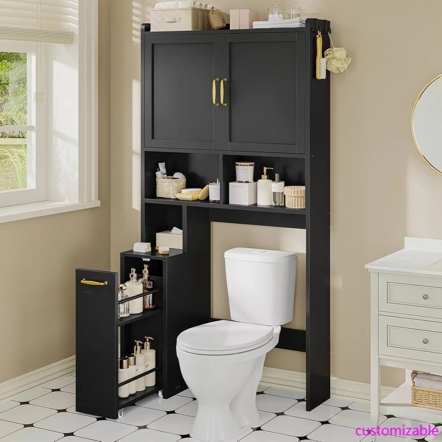 Over-the-Toilet Storage Cabinet with Adjustable Shelves