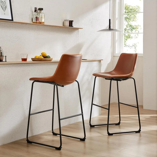 Refined Faux Leather Bar Stools, Set of Two