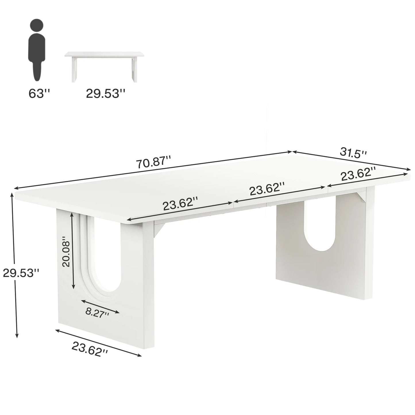 71" Modern Dining Table for 6 to 8 People