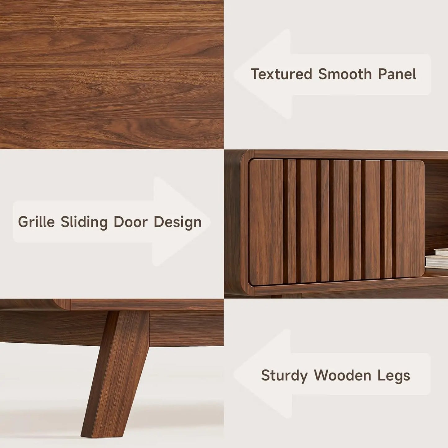 Mid-Century Coffee Table with Sliding Doors