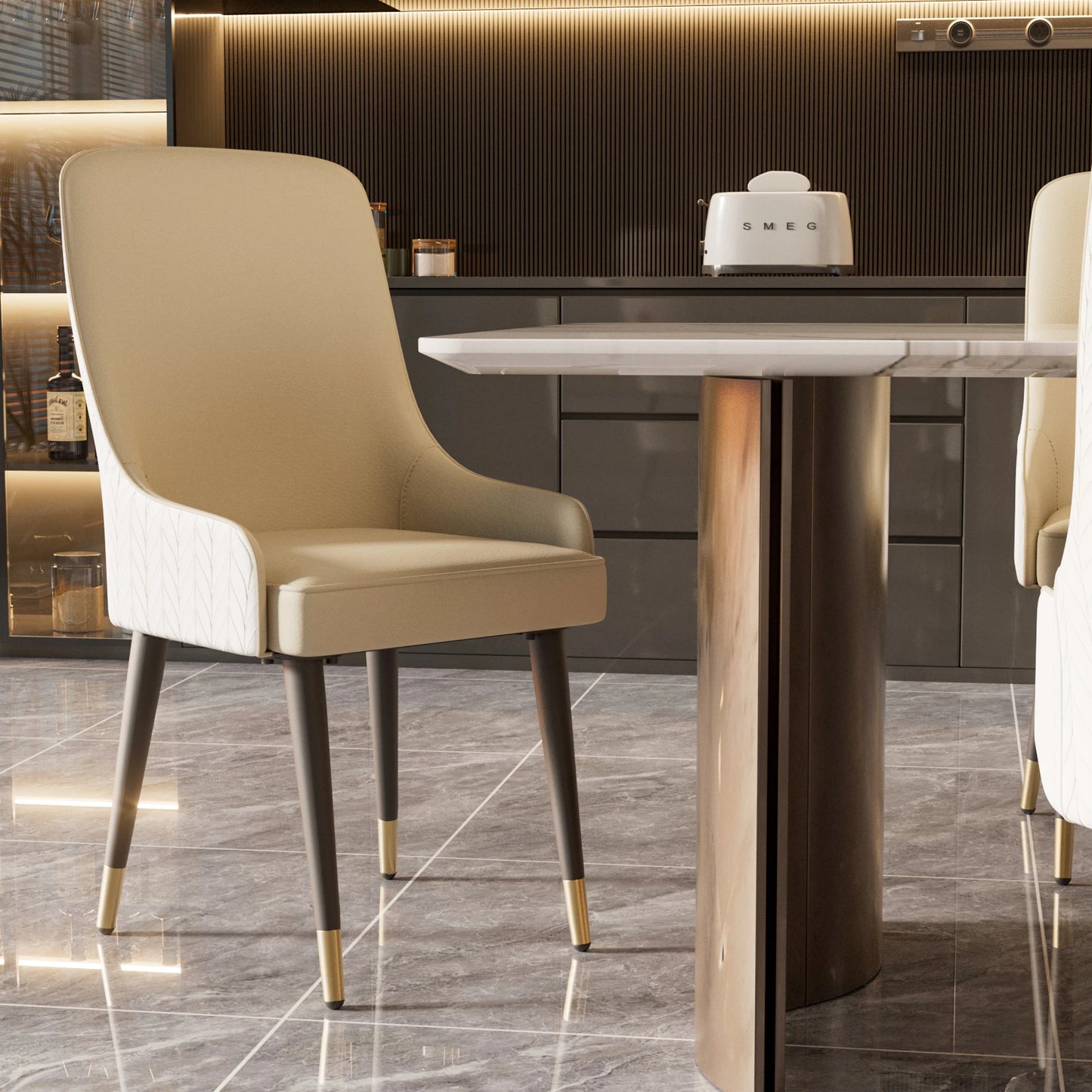 Luxury Tufted Dining Chairs, Set of Two