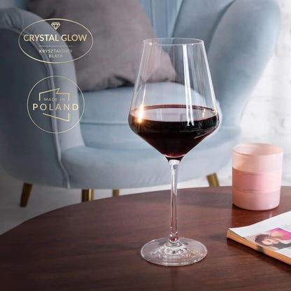 Crystal Red Wine Glasses with Long Stem (Set of 6)