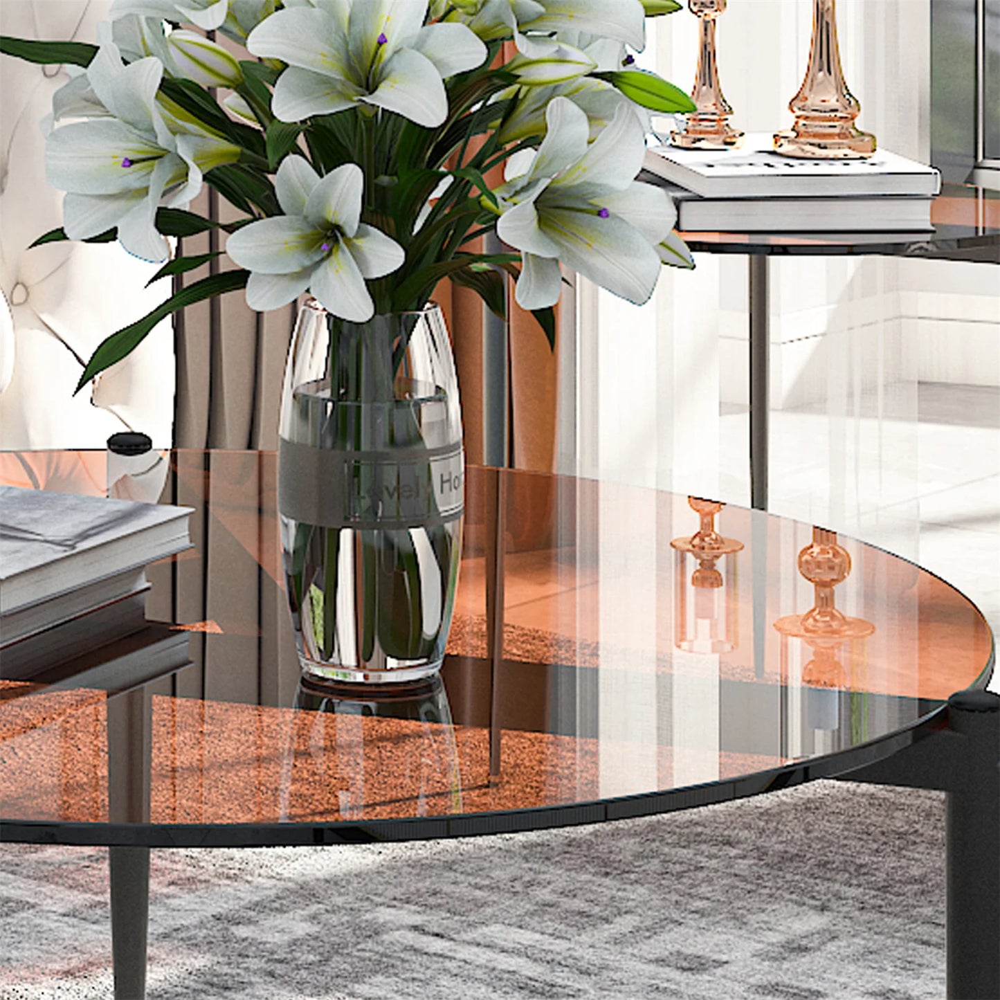 Tempered Glass Coffee Table with Metal Frame
